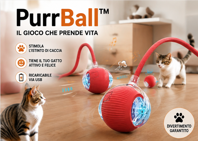 PurrBall™ – Palla Interattiva Smart per Gatti
